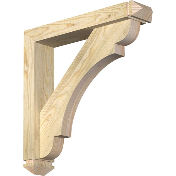 Ekena Millwork Olympic Arts and Crafts Rough Sawn Bracket w/ Offset Brace, Douglas Fir, 4"W x 20"D x 20"H BKT0402X20X20OLY03RDF - main